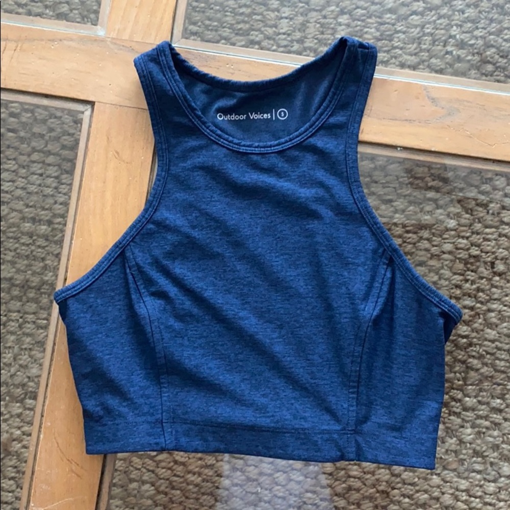 OUTDOOR VOICES NAVY CROP TOP SIZE SMALL
